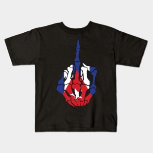 Skeleton Middle Finger Cuba Flag Kids T-Shirt